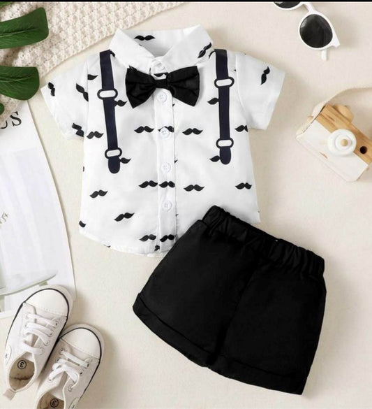 Baby Boy Black Shirt & Shorts Set