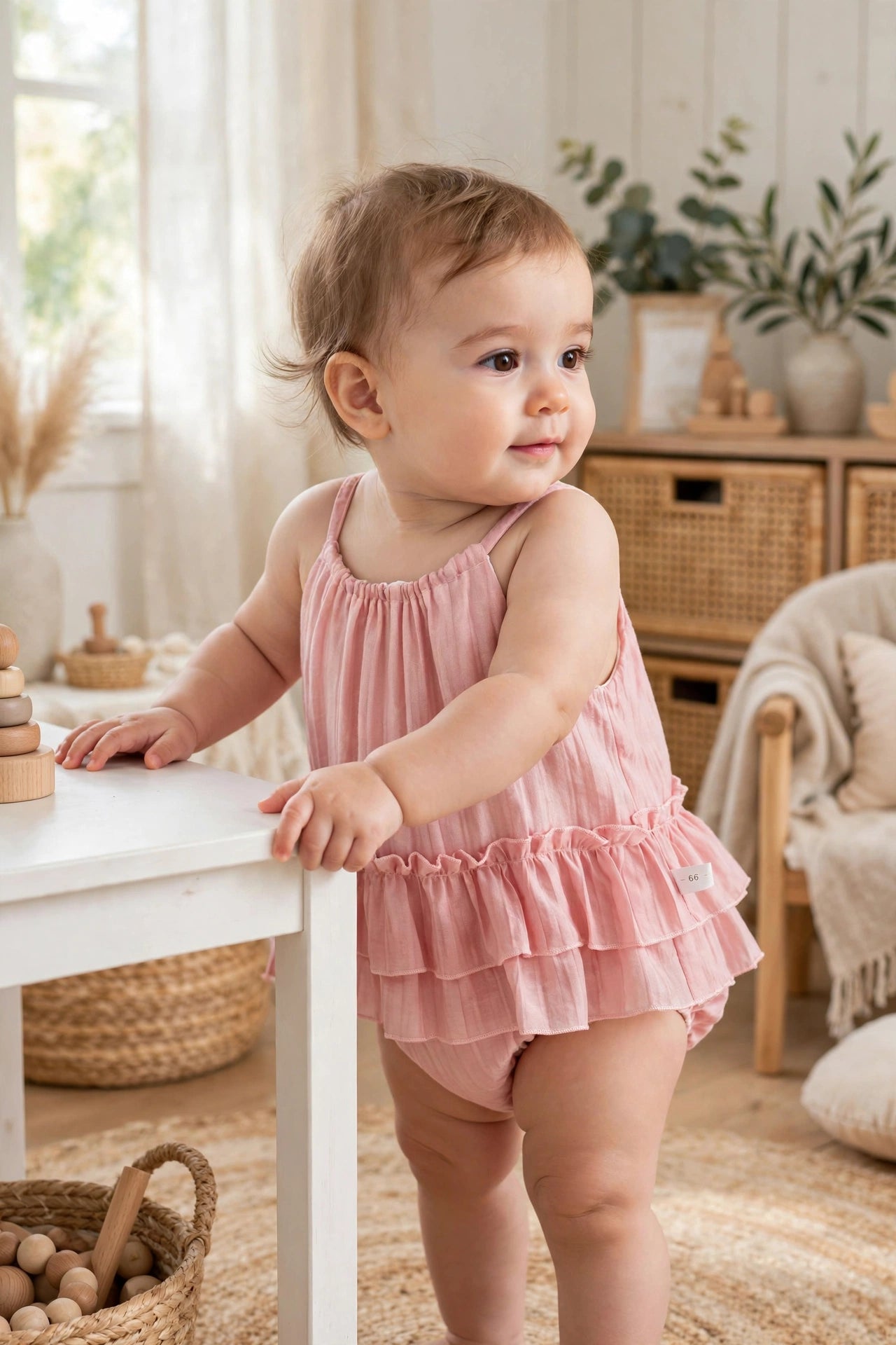 Pink Cotton Dress Romper