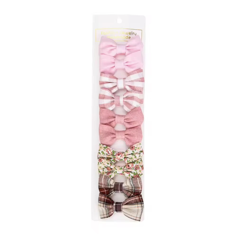 Safe Baby Hair Clips Set (10 Pcs) – Soft Pink & Plaid