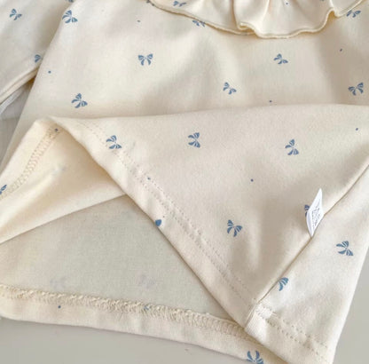 Blue Ruffle Suspender Skirt & Butterfly Top Set
