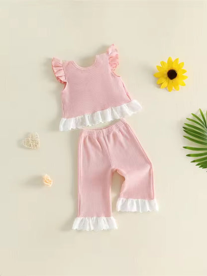 Ruffle Top with Removable Bow & Lace Pants