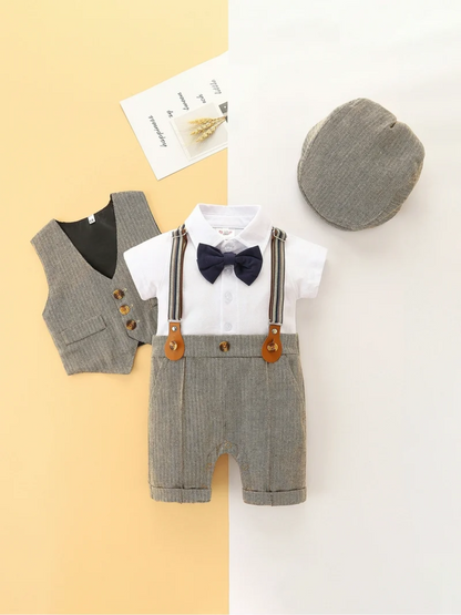 Classy Vintage Beige Formal Romper Set