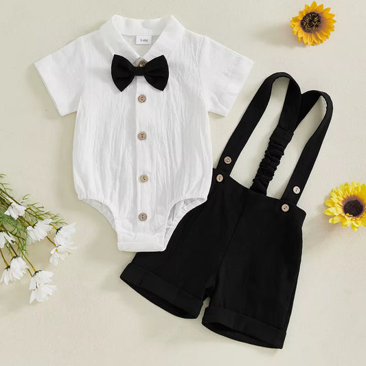 Baby Boy Black Gentleman Suit with Suspender