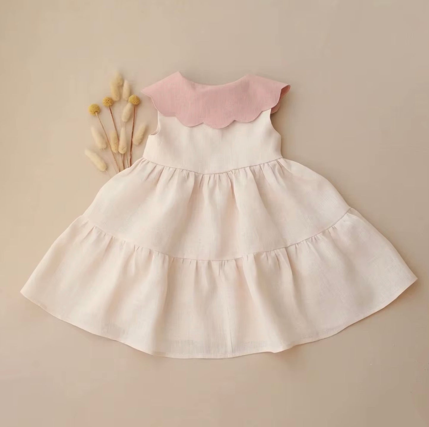 Floral Embroidered Cotton Linen Dress