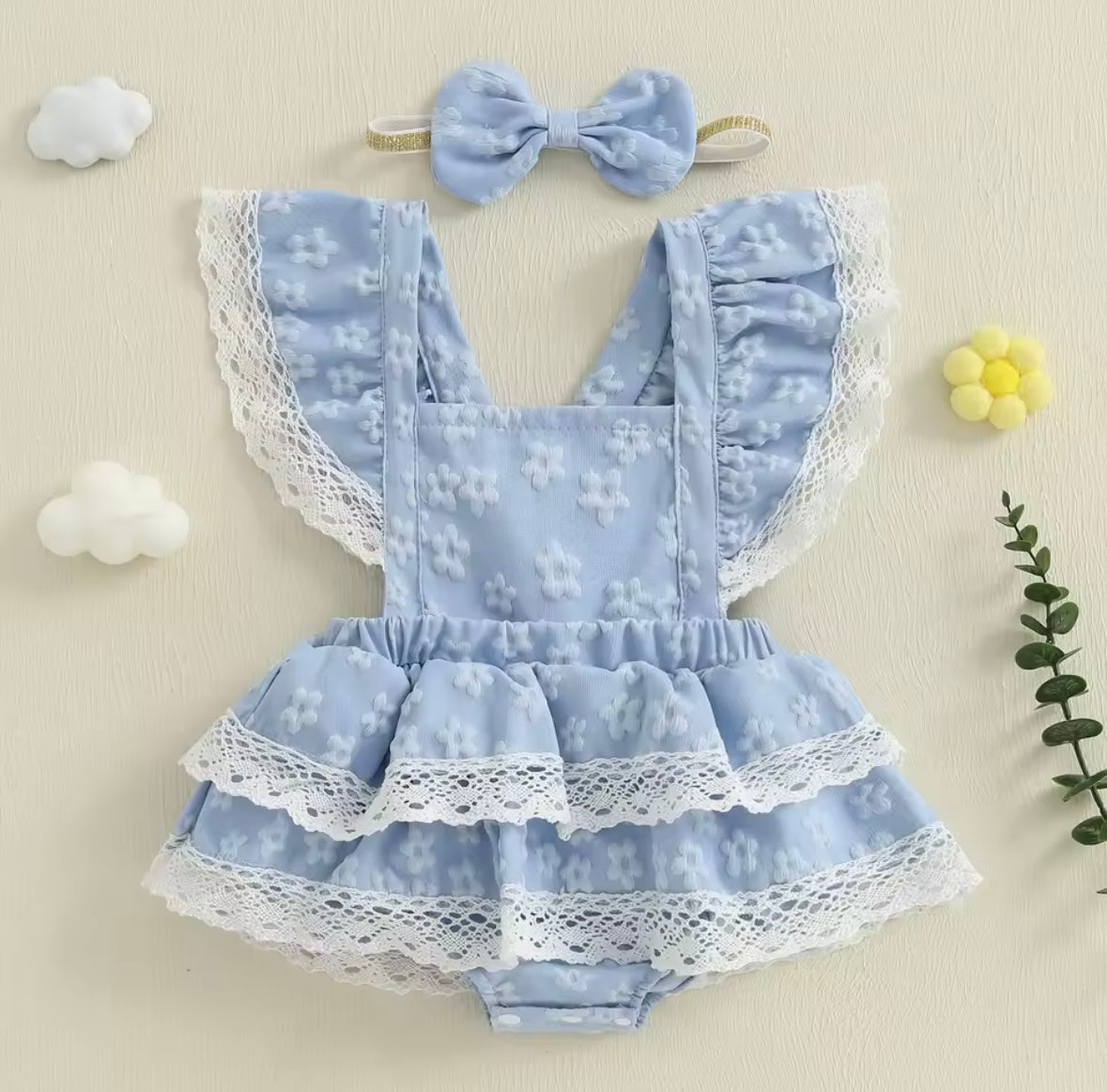 Soft Sky Ruffle Elegant Dress