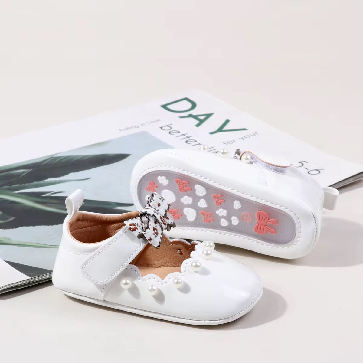 Pearl Embellished White Baby Shoes