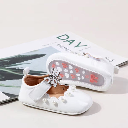 Pearl Embellished White Baby Shoes