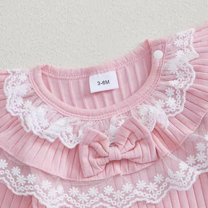 Newborn Girl Pink Ribbed Jumpsuit & Headband Set