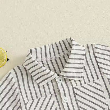 Baby Boy Black & White Striped Cotton Set