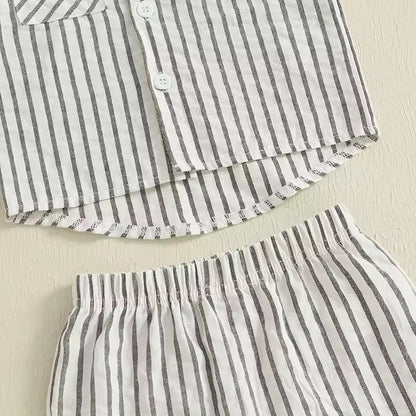Baby Boy Black & White Striped Cotton Set
