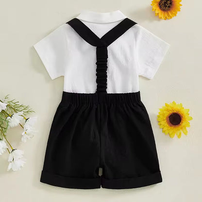 Baby Boy Black Gentleman Suit with Suspender