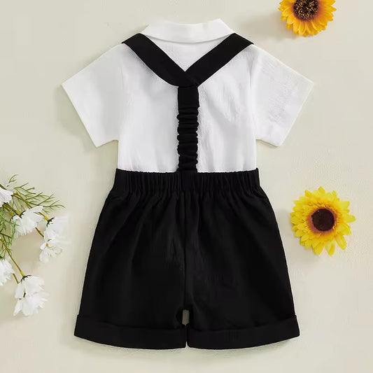 Baby Boy Black Gentleman Suit with Suspender