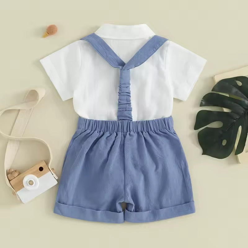 Baby Boy Blue Gentleman Set with Suspenders