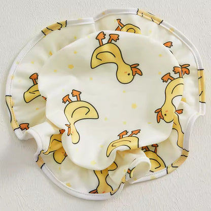 Baby Girl Duck Print Swimwear & Cap Set