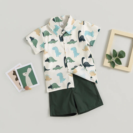 Toddler Dinosaur Print Short Sleeve Summer Set