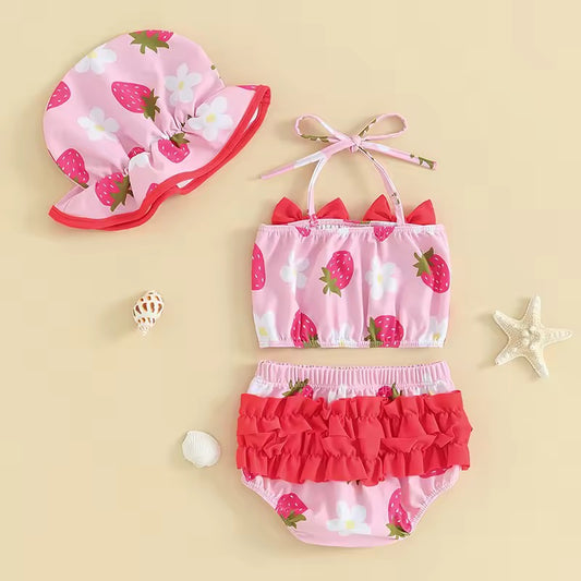 Sweet Strawberry Swimsuit & Matching Hat