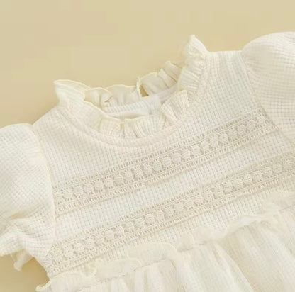 Off-White Lace Princess Romper Dress
