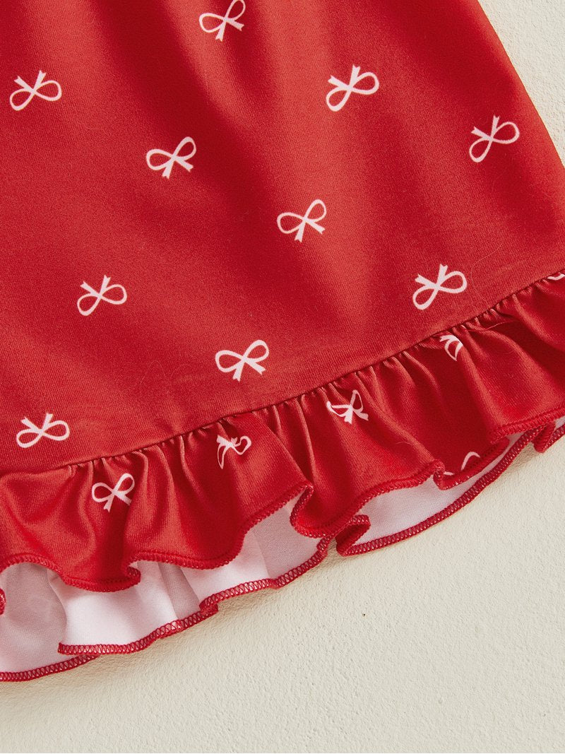 Classy Red Bow-Print Pajama Set