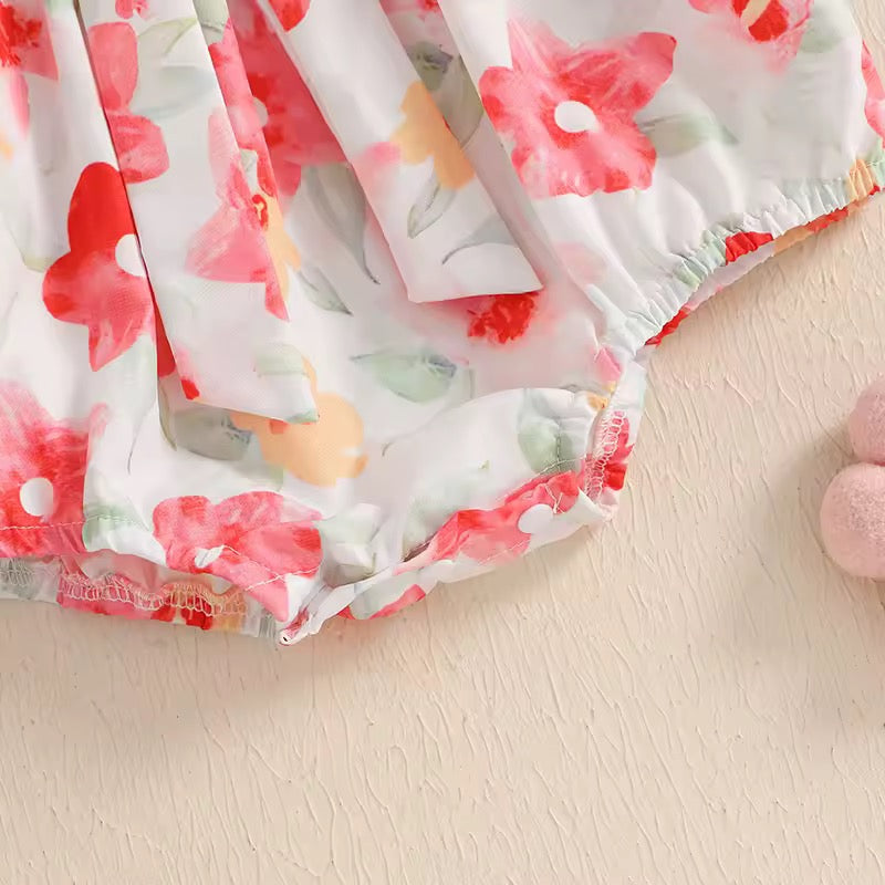 Baby Girl Ruffle Sleeve Floral Sunsuit & Headband