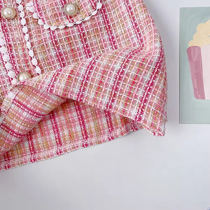 Classy Pink Tweed Princess Dress