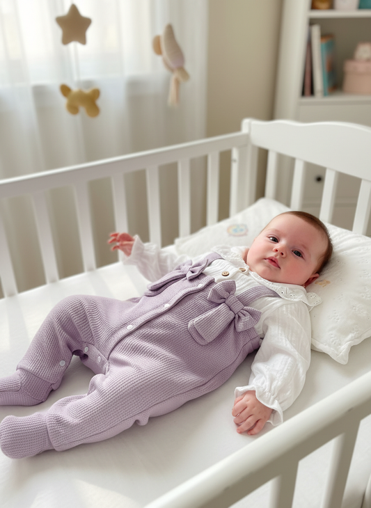 Elegant Purple Waffle Knit Jumpsuit with Lace Collar