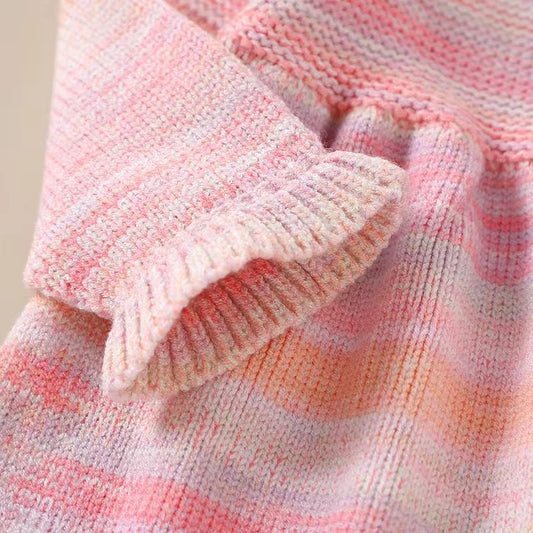 Elegant Pink Knit Dress & Hat Set