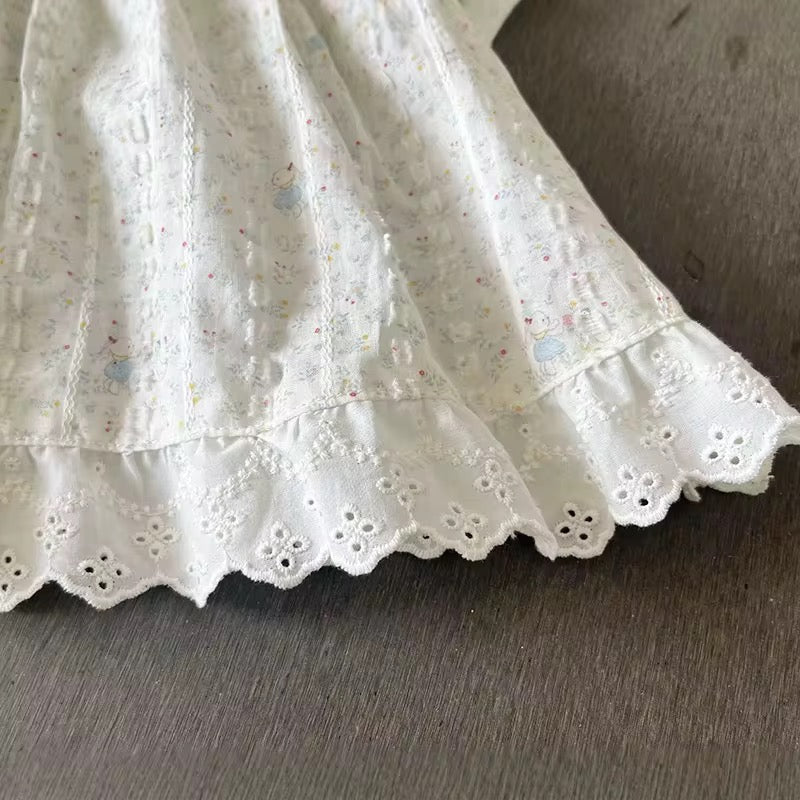 Playful Blue & off-White Cotton Dress