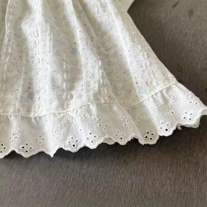 Playful Blue & off-White Cotton Dress