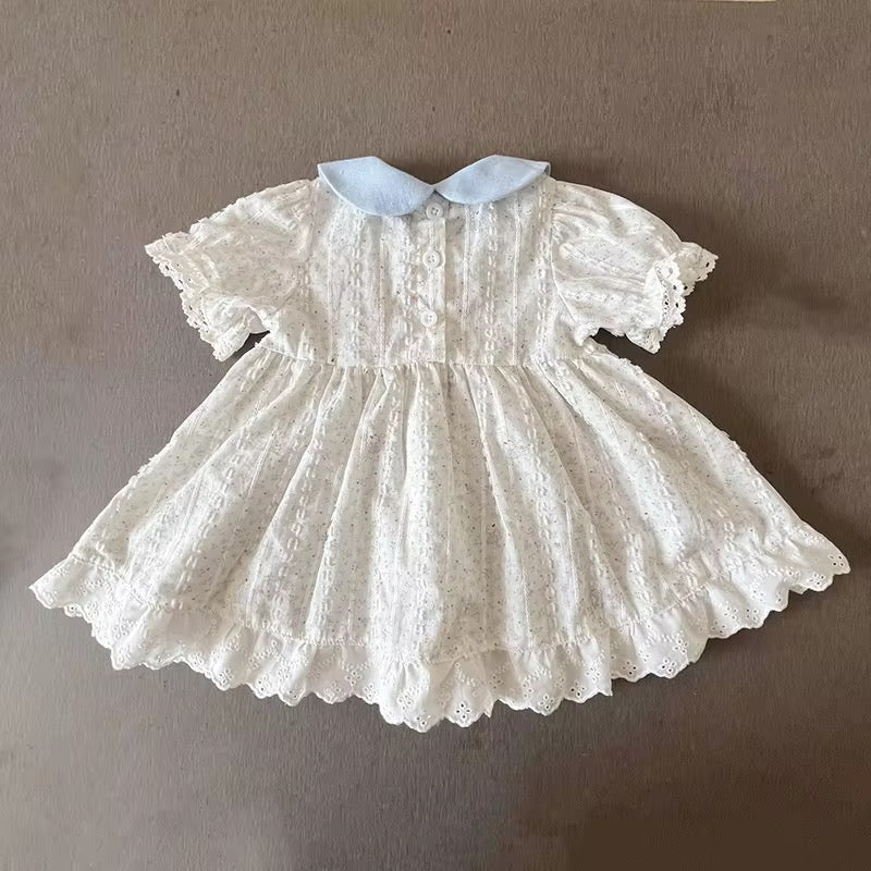 Playful Blue & off-White Cotton Dress