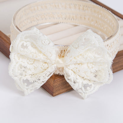 Gentle Baby Lace Headband – Elegant Beige Bow