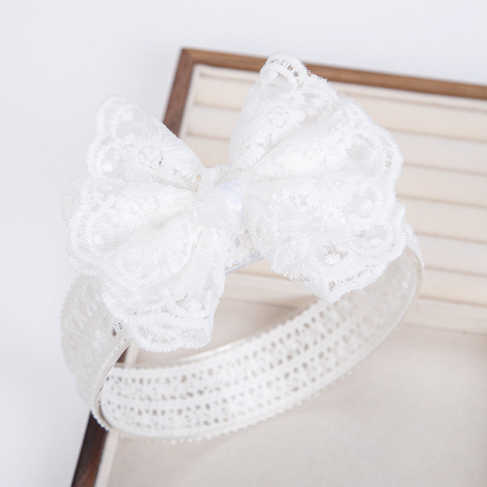 Gentle Baby Lace Headband – Elegant White Bow