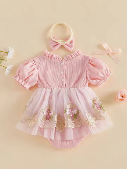 Pink Floral Dress with Headband