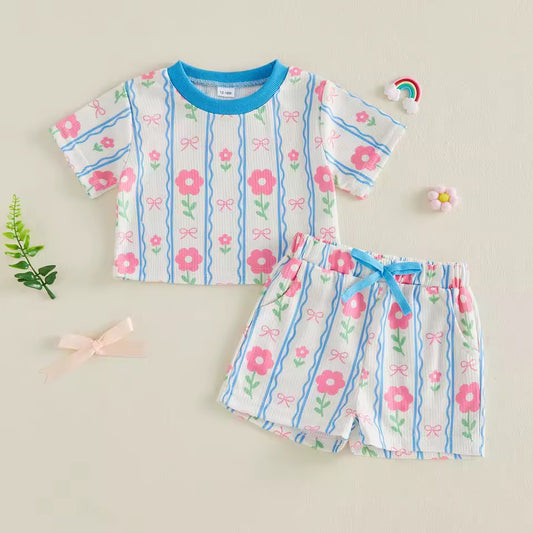 Blue & White Floral Casual Set