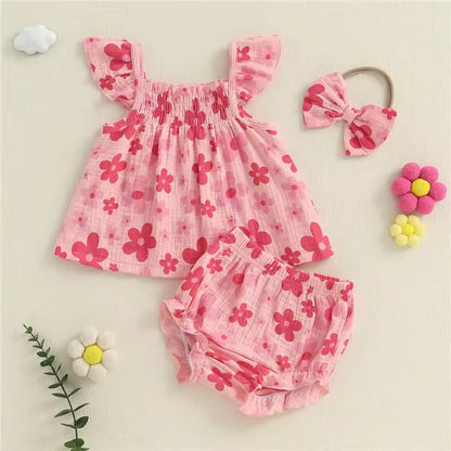 Floral Cotton 2-Piece Set with Headband