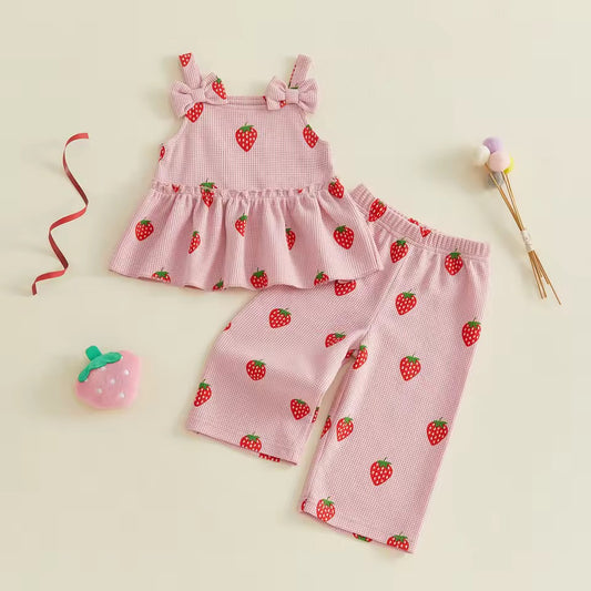 Cute Strawberry Print 2-Piece Set