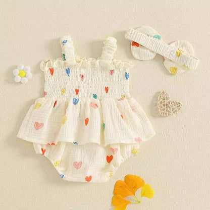 Heart Print Romper Set