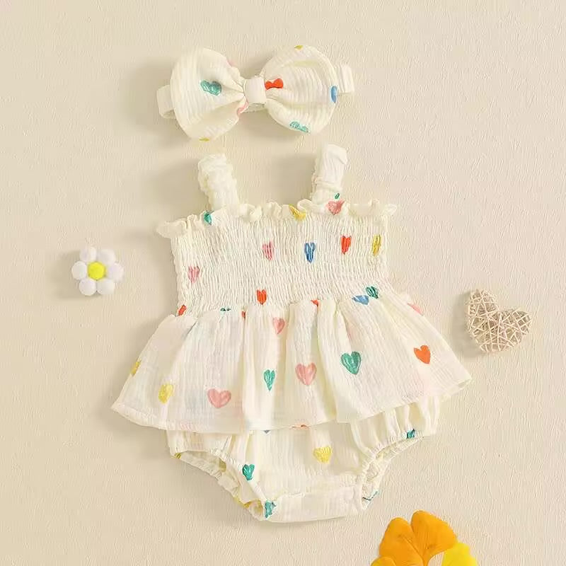 Heart Print Romper Set