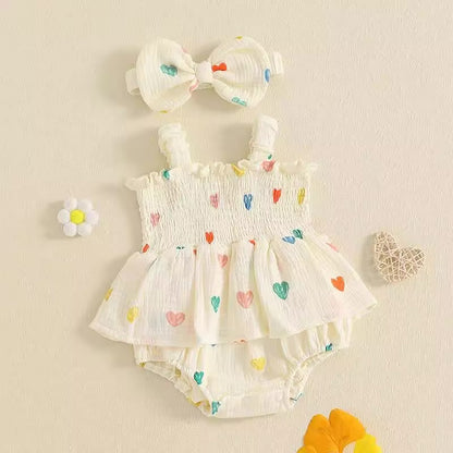 Heart Print Romper Set