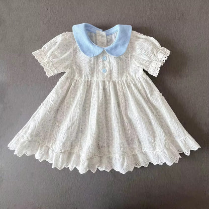 Playful Blue & off-White Cotton Dress