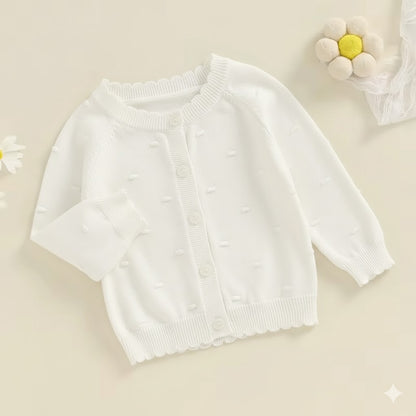 Soft white Cotton Bobble Knit Cardigan