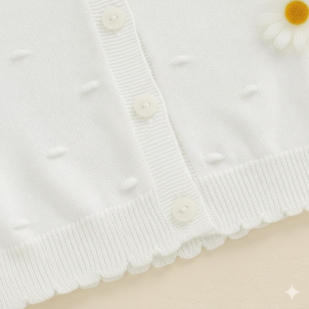 Soft white Cotton Bobble Knit Cardigan