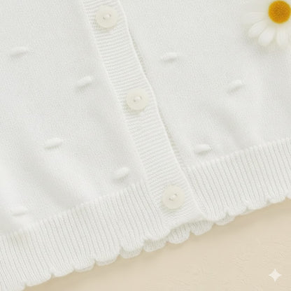 Soft white Cotton Bobble Knit Cardigan