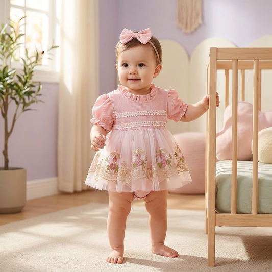 Pink Floral Dress with Headband