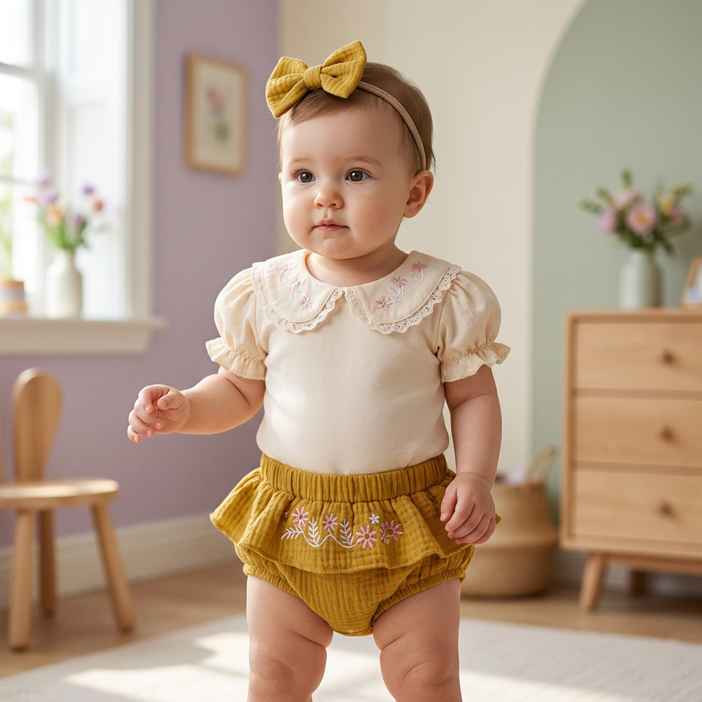 Mustard Two-Piece Set with Headband